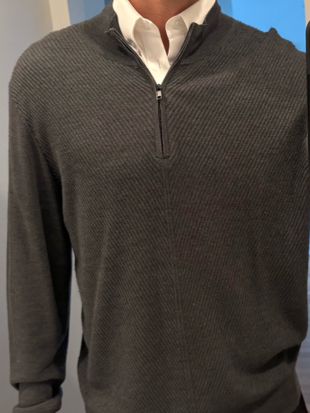Men's Charcoal Quarter-Zip Sweater